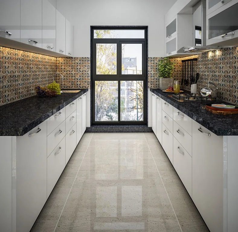 Parallel modular kitchen by Creations Woodkraft