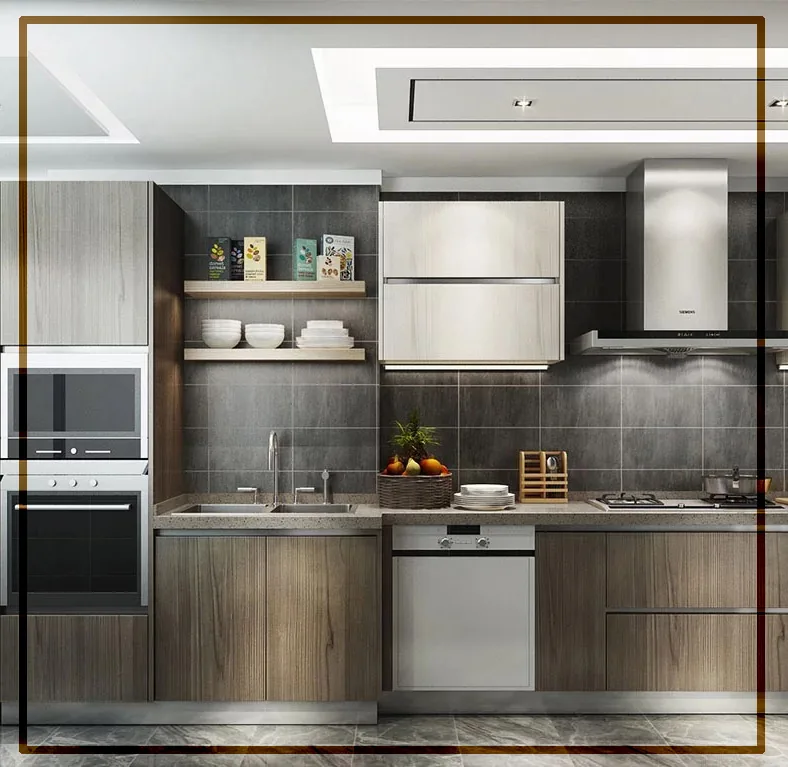 Straight line modular kitchen by Creations Woodkraft