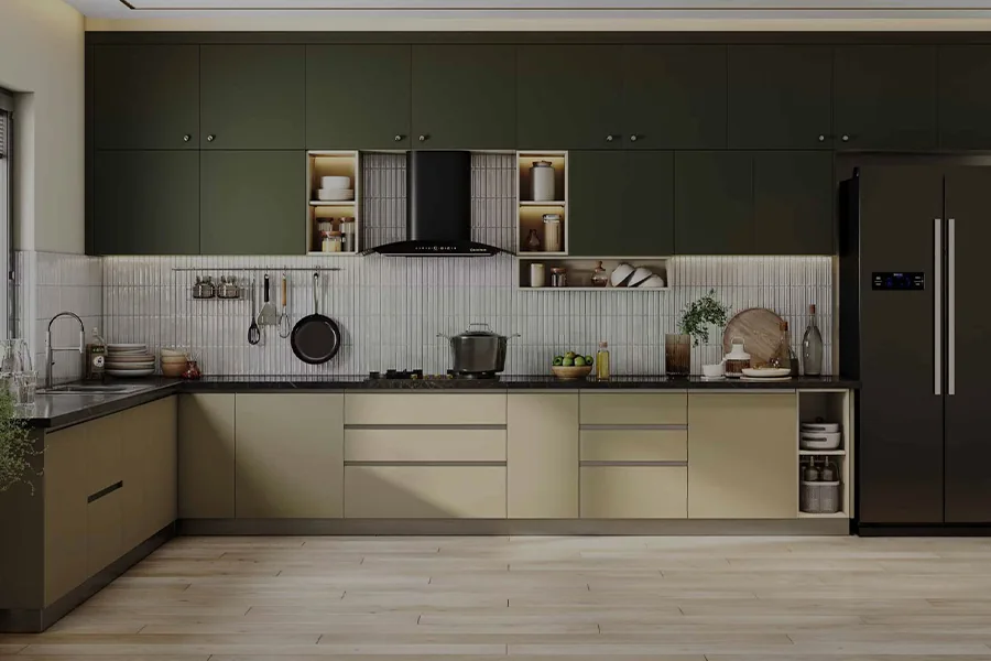 L-shaped modular kitchen